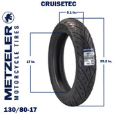 Metzeler Cruisetec 130/80B17 65H TL V-Twin Motorcycle Front Tire with Keychain